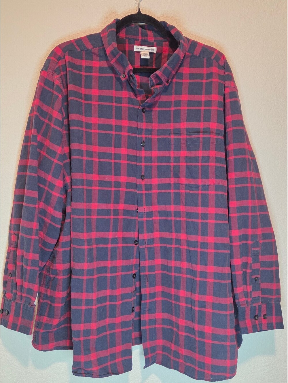 Amazon Essentials Men's 2XL Plaid Button-Up Shirt